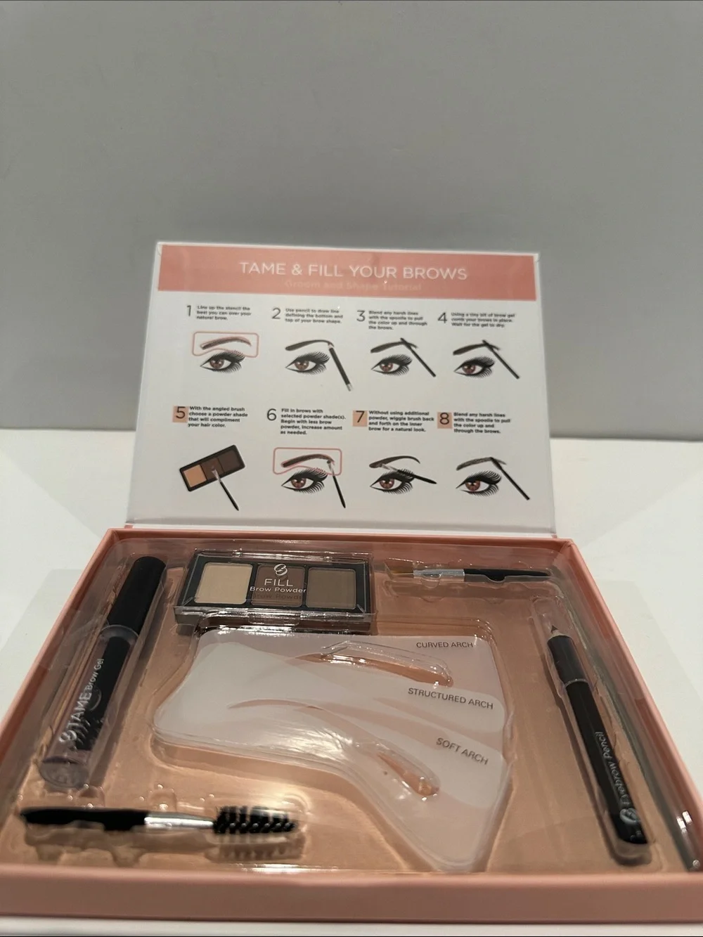 Giordano Tame & Fill 10 Piece Brow Kit w/Gel, Brow Powder, Brow Stencils, etc.